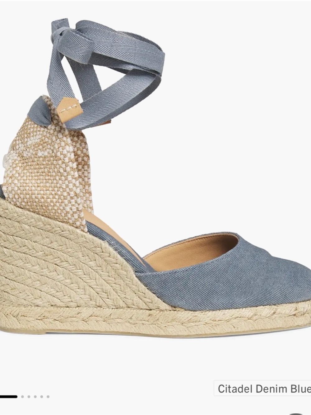 Castaner Citadel Denim Blue Espadrille Wedge with Ankle Wrap